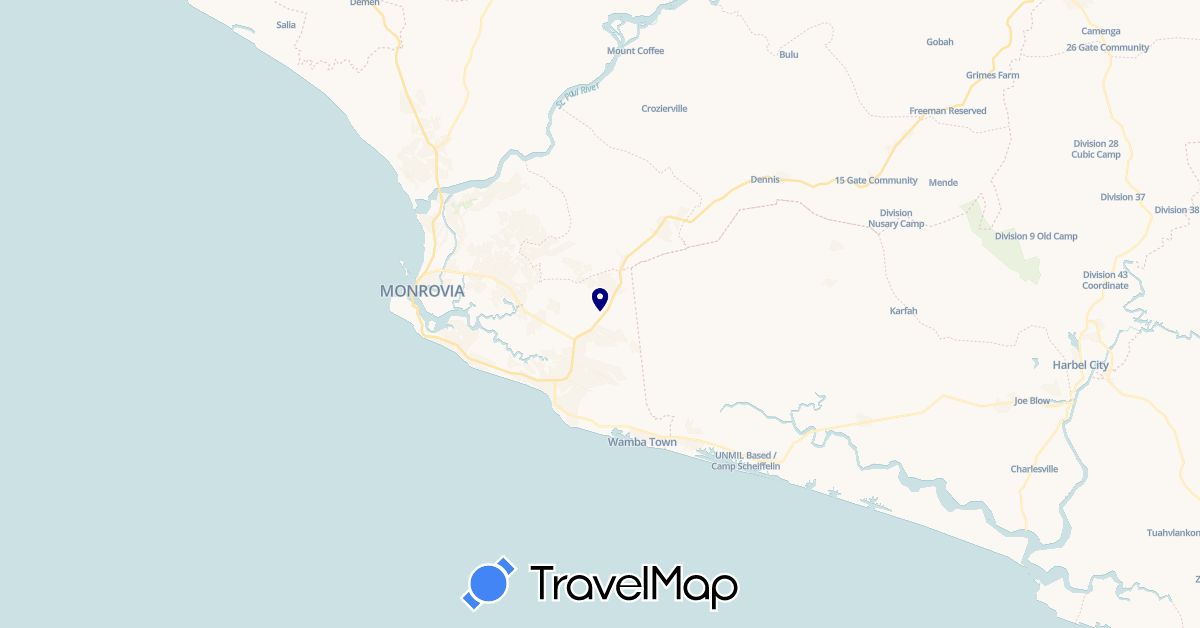 TravelMap itinerary: driving in Liberia (Africa)